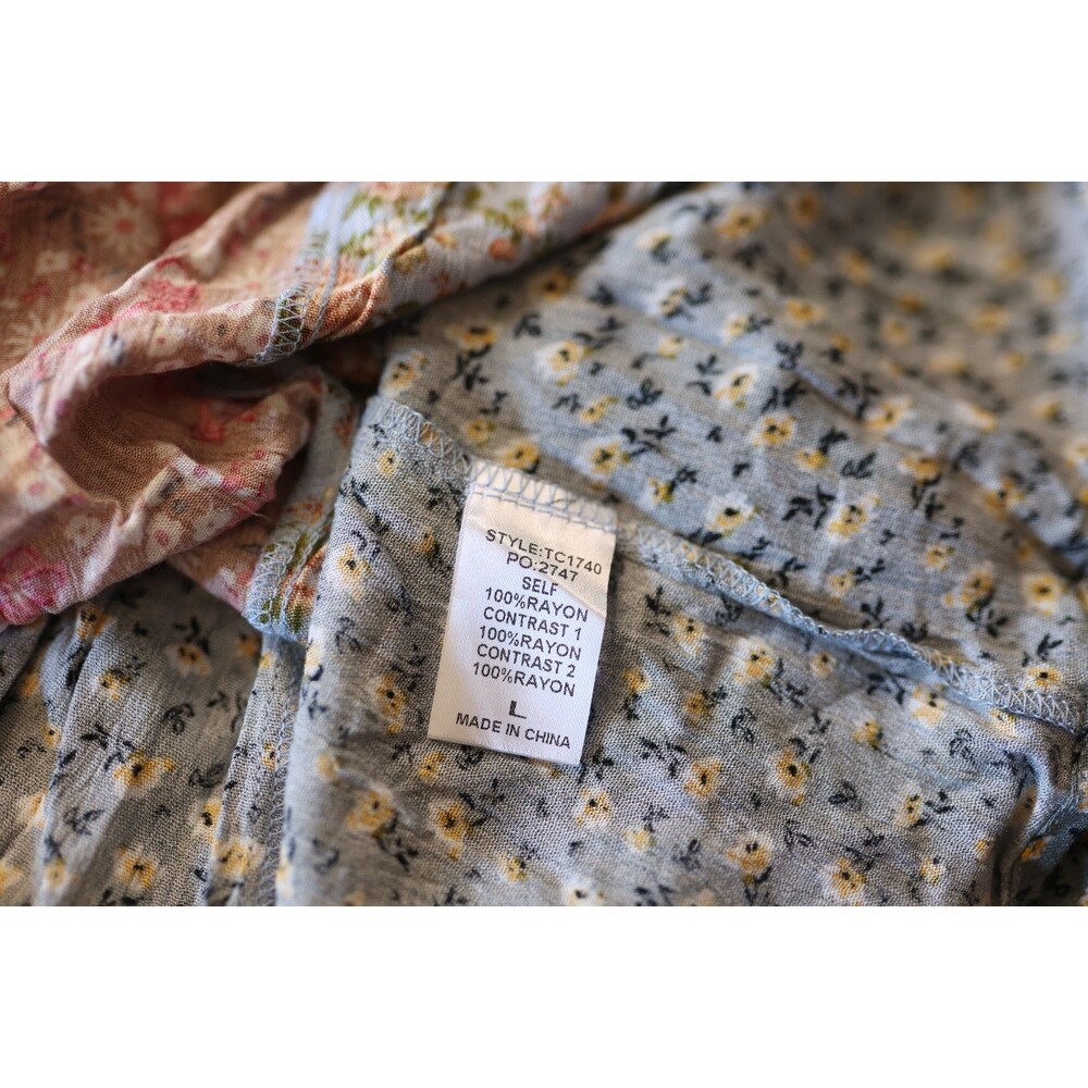 NWT Gigio Floral Colorful Boho Flowy Dress Oversized Cottagecore Peasant Prairie - Picture 11 of 11